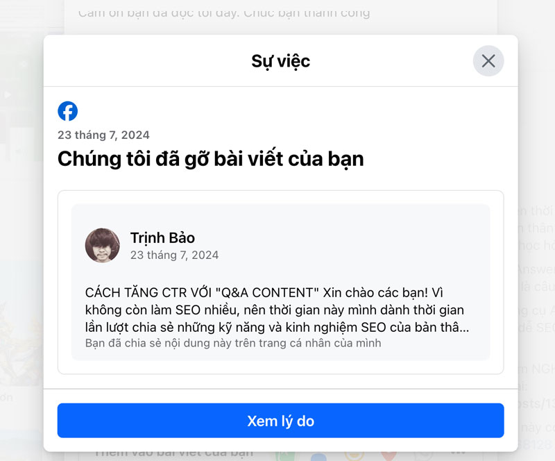 facebook xóa bài