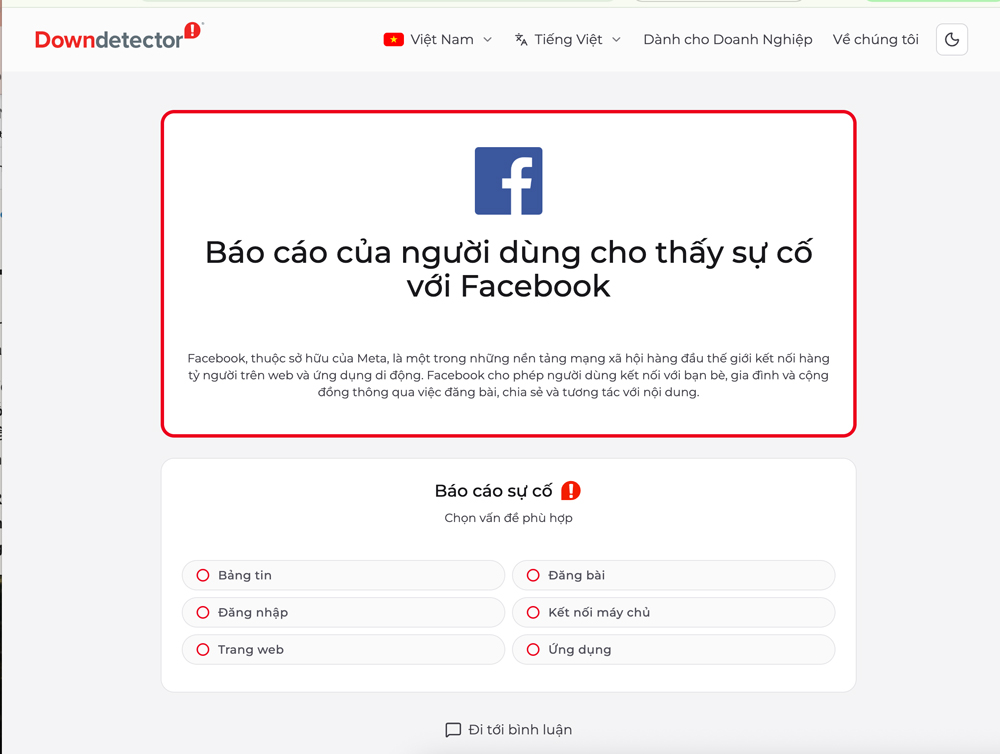 Sự cố Facebook mới nhất: Tài khoản tạm thời không khả dụng 7 downdetector